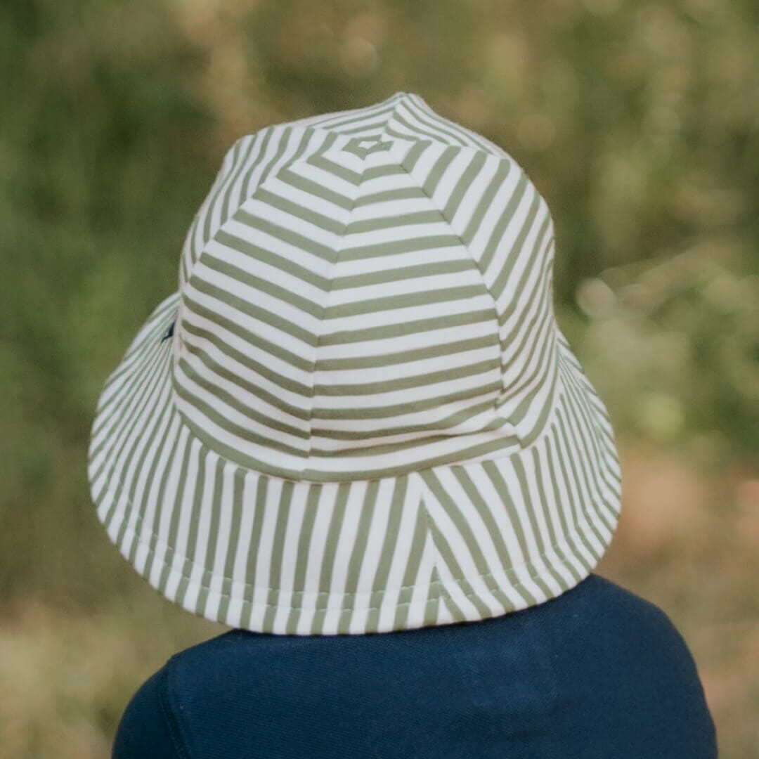 Bedhead Toddler Bucket Sun Hat - Khaki Stripe Hats Bedhead 