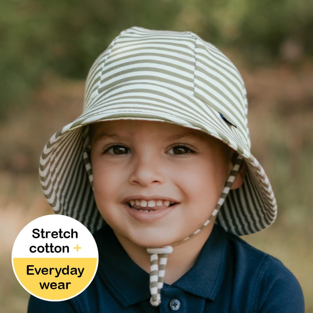 Bedhead Toddler Bucket Sun Hat - Khaki Stripe Hats Bedhead 