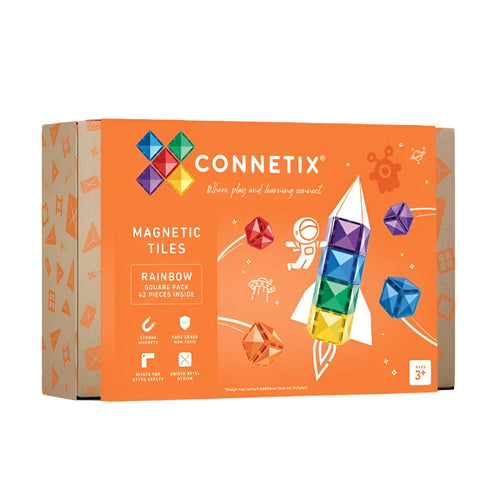 Connetix Tiles - Square Pack 42pc | Rainbow