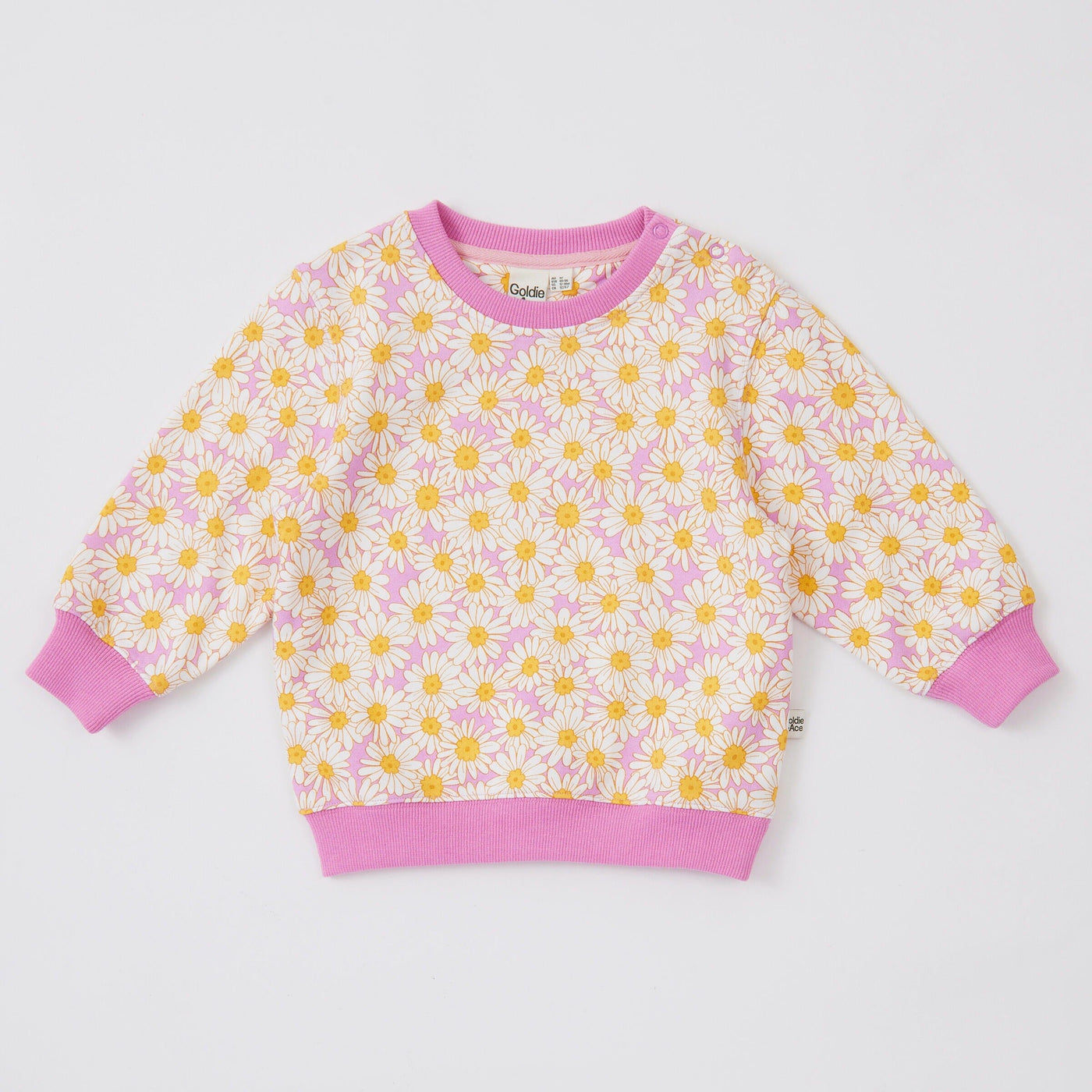 Goldie & Ace Daisy Meadow Relaxed Terry Sweater - Fairy Floss Golden Jumper Goldie & Ace 