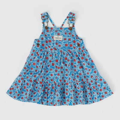 Goldie & Ace Dixie Daisy Tiered Corduroy Pinafore Dress - Blue Red Sleeveless Dress Goldie & Ace 