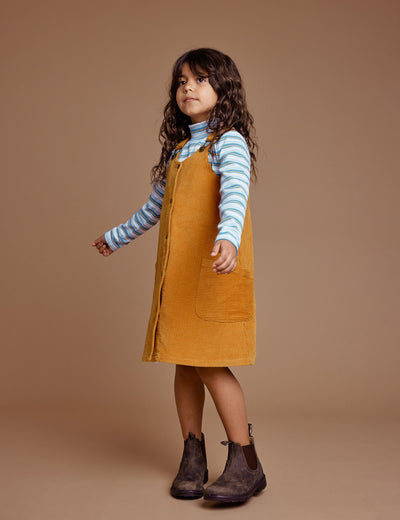 Goldie & Ace Polly Corduroy Pinafore Dress - Golden Sleeveless Dress Goldie & Ace 