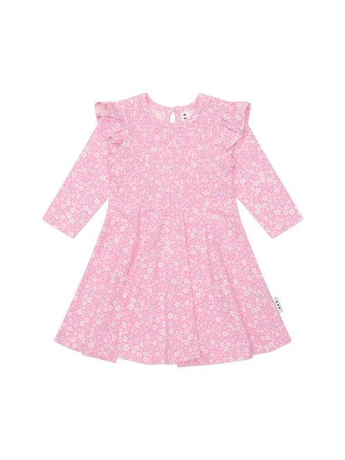 Huxbaby - Ditsy Floral Shirred Long Sleeve Dress - HB1163W25