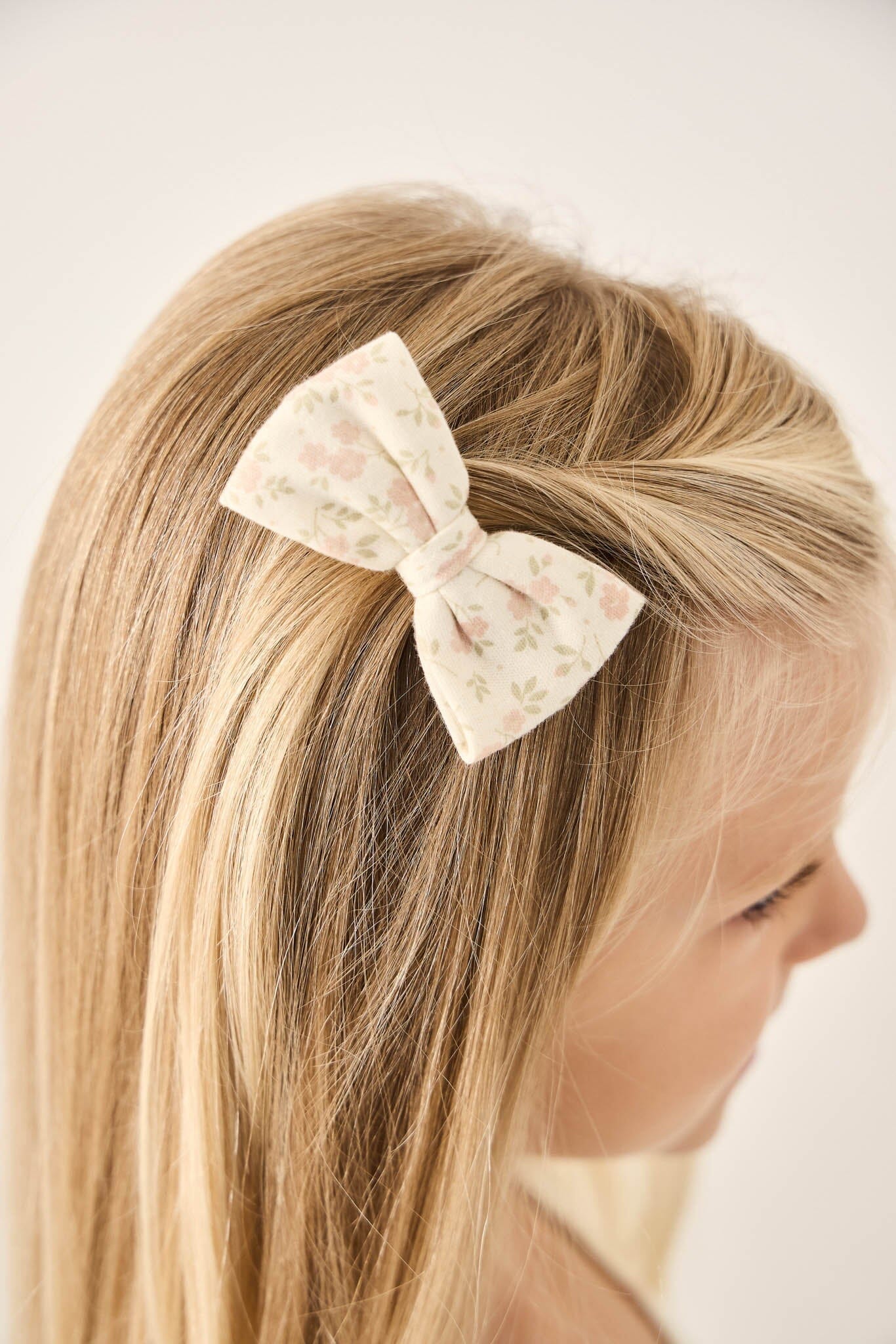 Jamie Kay Bow - 2pk Rosalie Floral Mauve - Organic Cotton Hair Bows Jamie Kay 