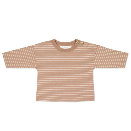 Jamie Kay Levi Long Sleeve Top | Daily Stripe Pale Terracotta/Buff - Organic Cotton