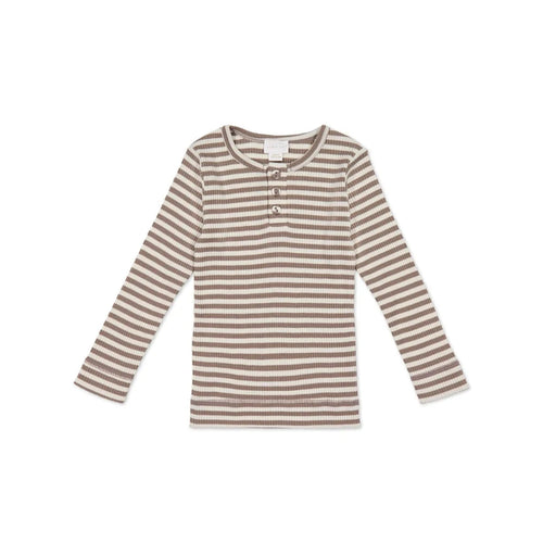 Jamie Kay Modal Long Sleeve Top - Narrow Stripe Tweed/Cloud - Organic Cotton