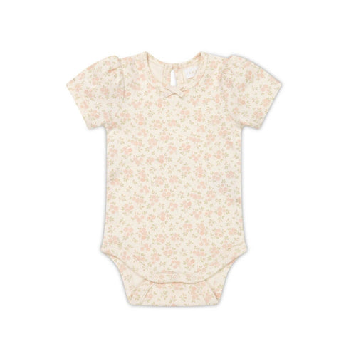 Jamie Kay Cap Sleeve Bodysuit - Rosalie Floral Mauve - Organic Cotton