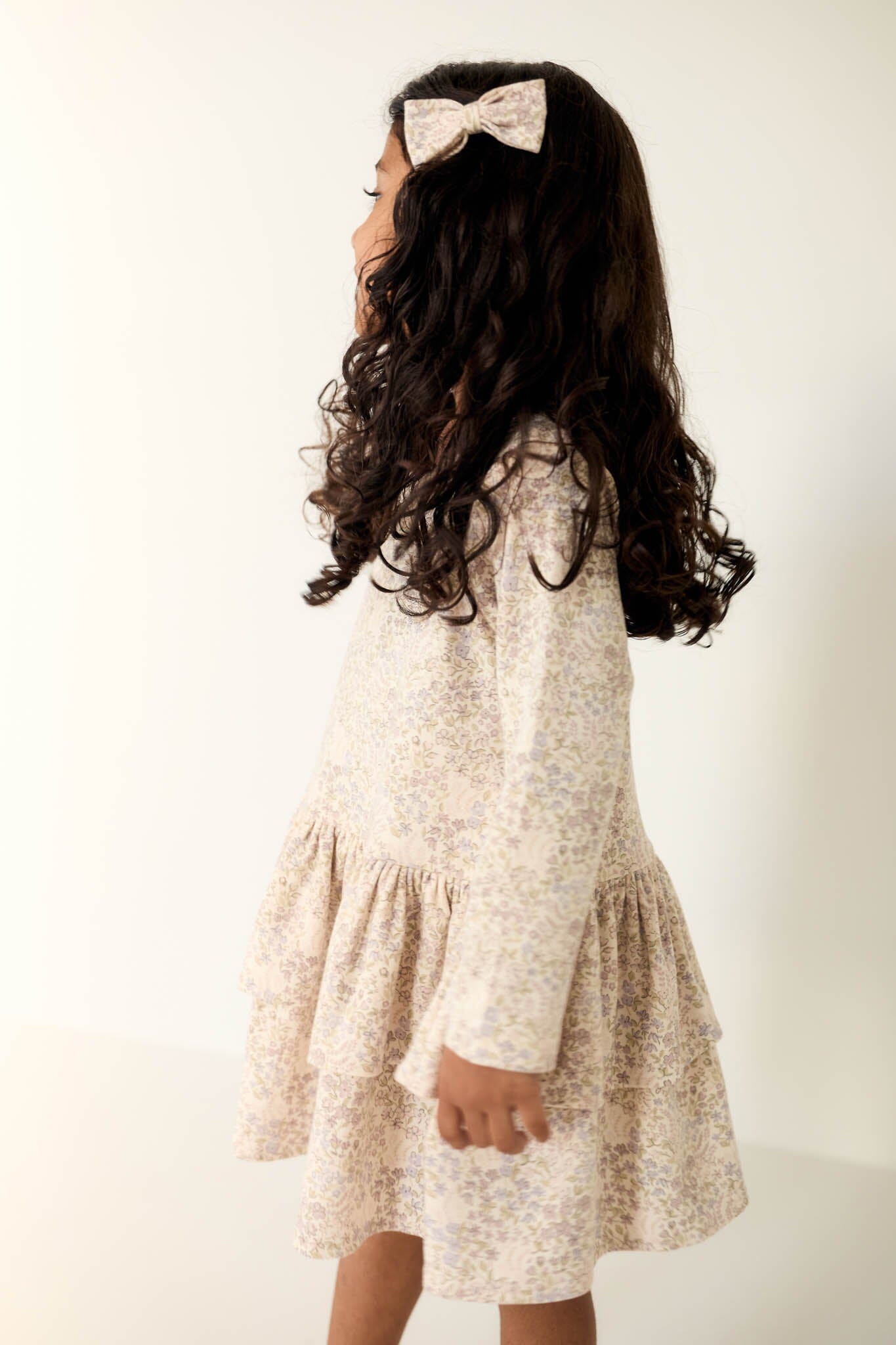 Jamie Kay Organic Cotton Fayette Dress - April Floral Mauve Long Sleeve Dress Jamie Kay 