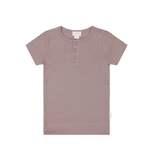 Jamie Kay Modal Henley Tee - Mauve Shadow - Organic Cotton