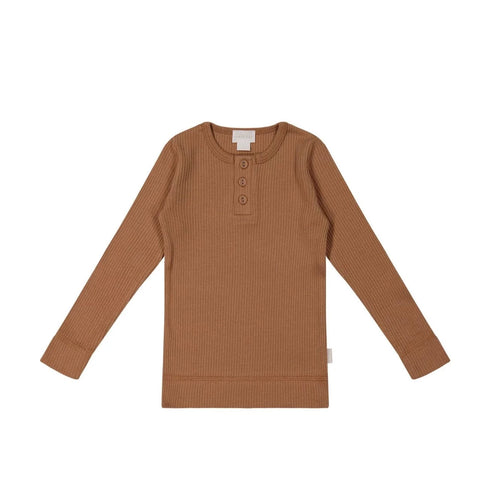 Jamie Kay Modal Long Sleeve Henley - Baker - Organic Cotton