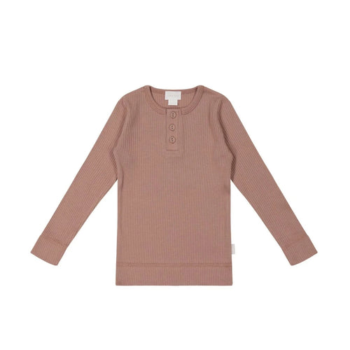 Jamie Kay Modal Long Sleeve Henley - Powder - Organic Cotton