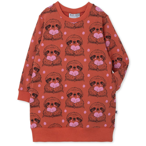 Minti Happy Sloth Furry Dress - Dusky Orange