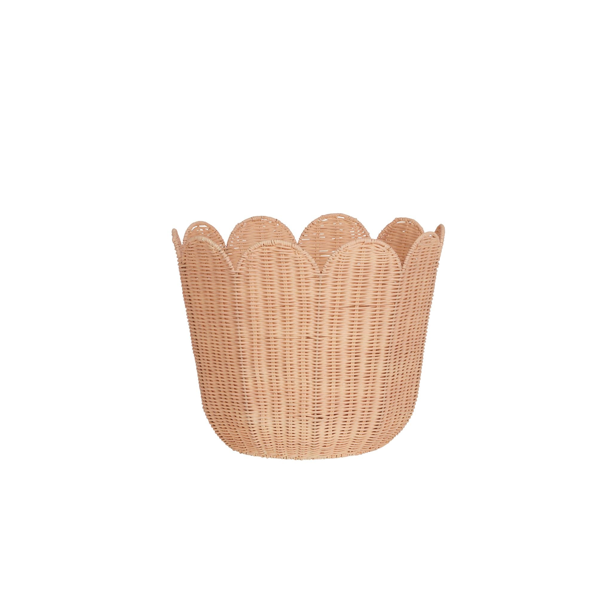 Olli Ella Rattan Tulip Basket Seashell Pink