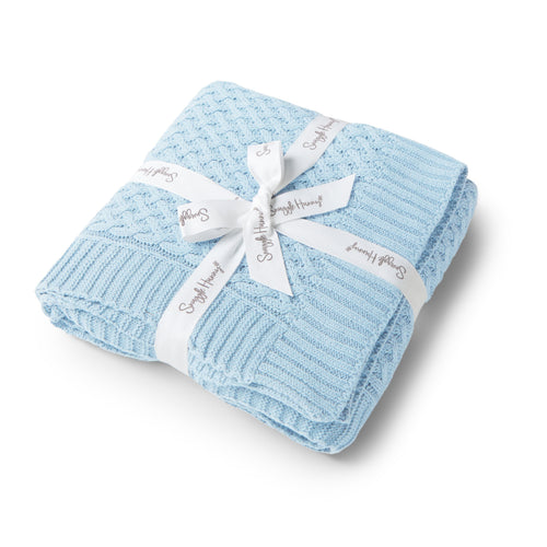 Snuggle Hunny - Organic Diamond Knit Baby Blanket | Baby Blue