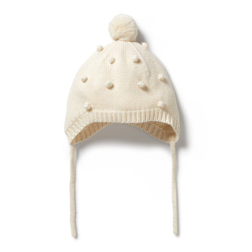Wilson & Frenchy Knitted Bauble Bonnet - Ecru
