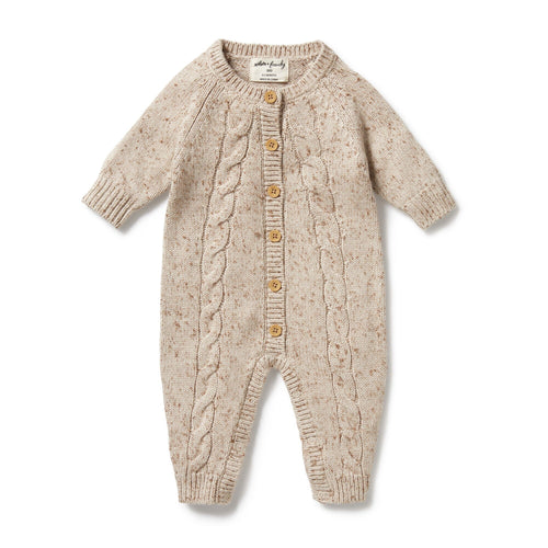 Wilson & Frenchy Knitted Cable Growsuit - Almond Fleck