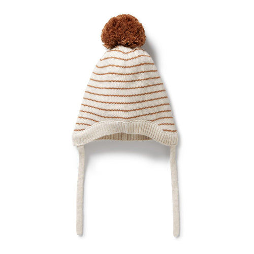 Wilson & Frenchy - Organic Knitted Stripe Bonnet | Cinnamon Stripe