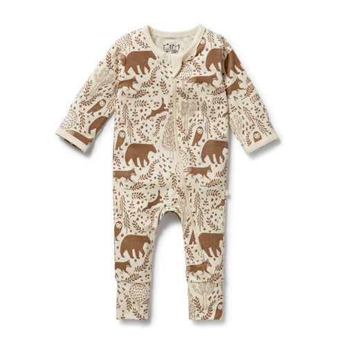 Wilson & Frenchy - Organic Zipsuit with Feet | Winter Forest