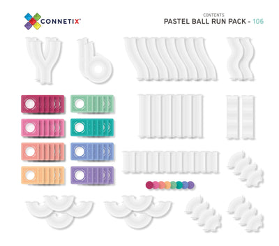 106 Piece Pastel Ball Run Pack AU Magnetic Play Connetix 