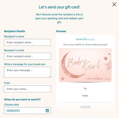 Baby Girl - E-Gift Card Gift Card Cherrie Baby Boutique 
