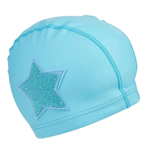 Bling2o Blue Rhinestone Star Swim Cap