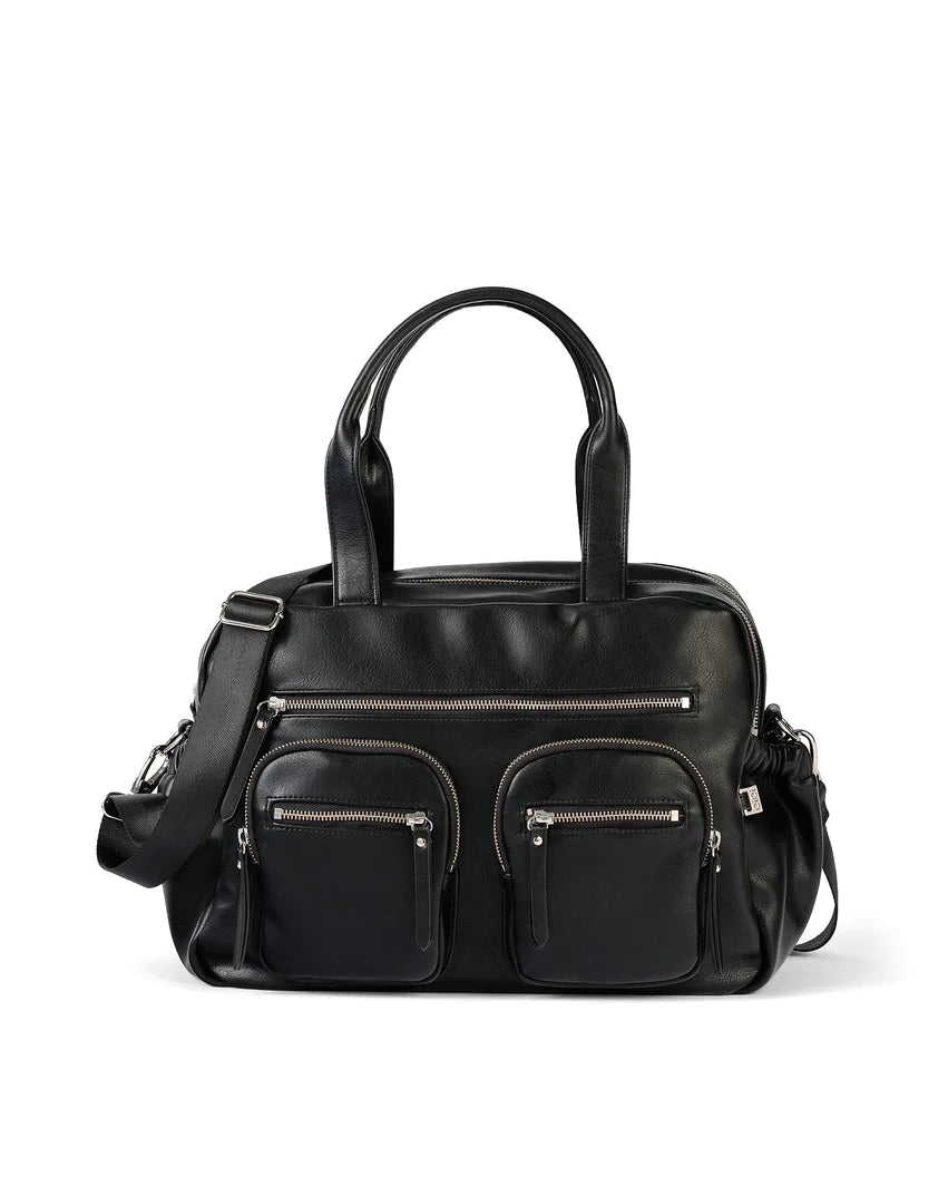 OiOi Carry All Nappy Bag Black Faux Leather