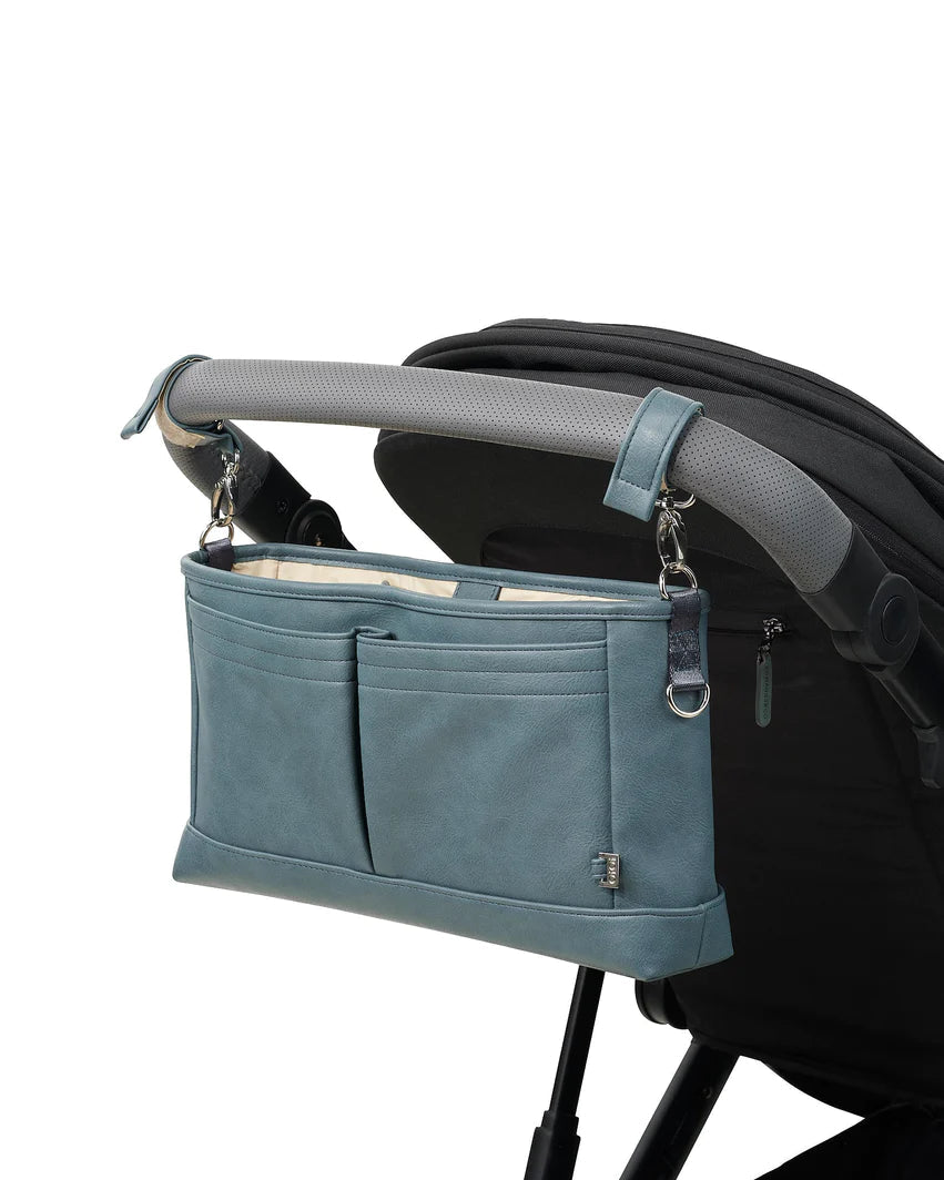 OiOi Signature Pram Caddy Stone Blue Faux Leather