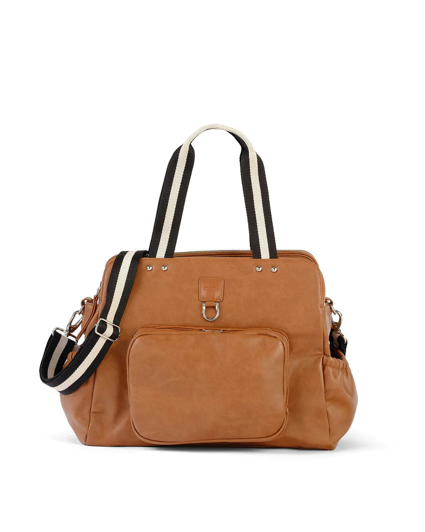 OiOi Triple Tote Nappy Bag Tan Vegan Leather