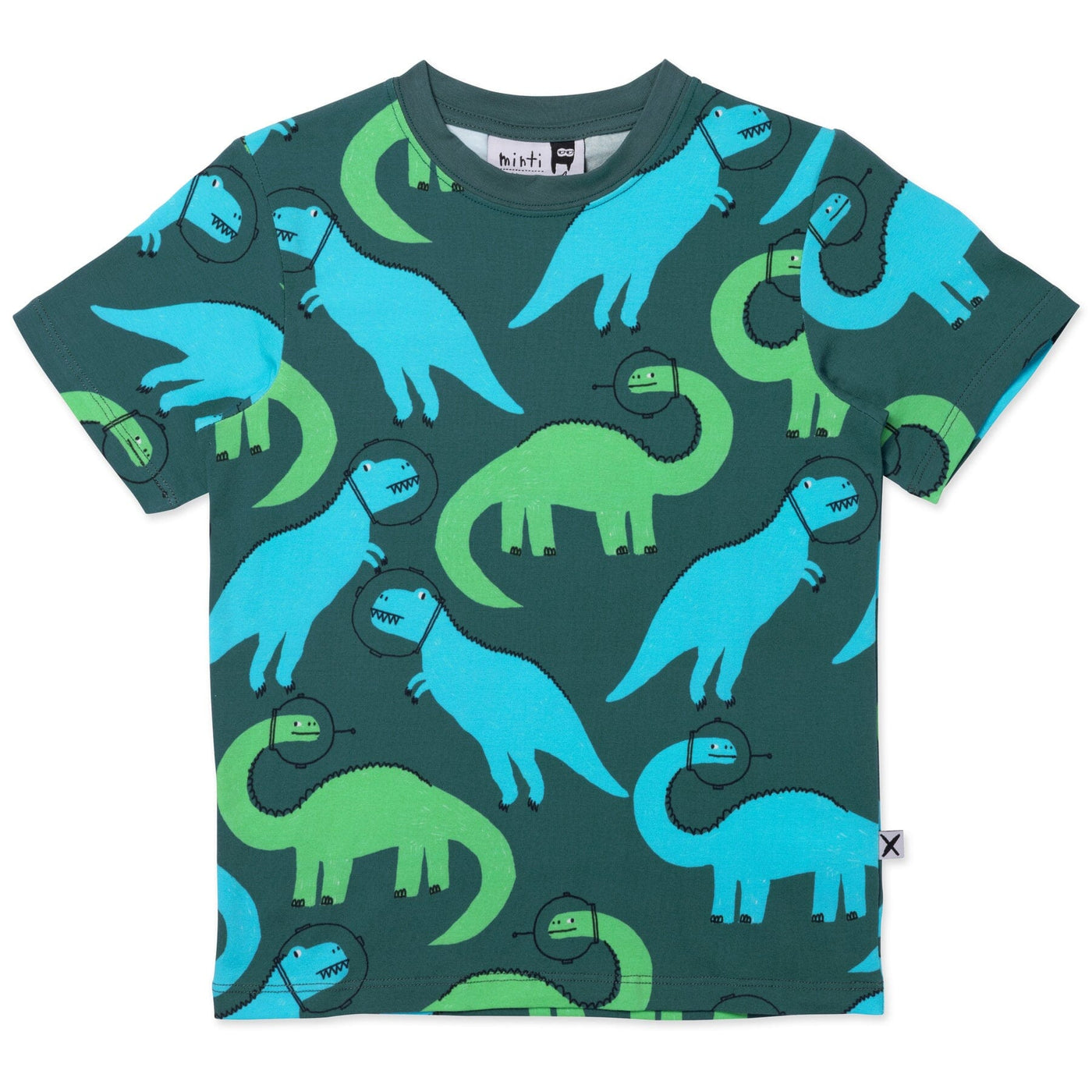 PREORDER Minti Space Dinos Tee - Dark Green Short Sleeve T-Shirt Minti 