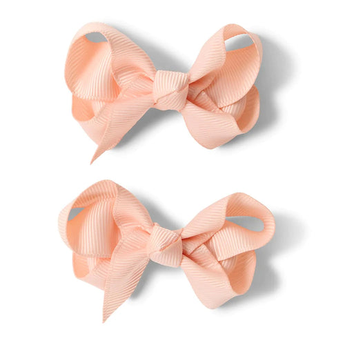 Snuggle Hunny Piggy Tail Bow Hair Clips - Peach