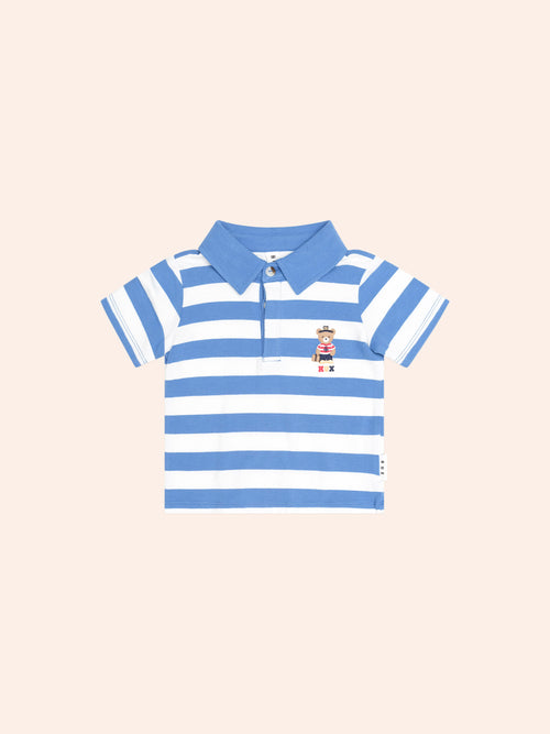 Huxbaby - Nautical Stripe Standing Hux Polo | Nautical/ Almond Milk