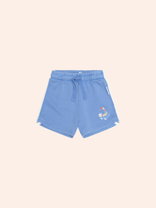 Huxbaby - Baller Dino Sporty Stripe Short | Vintage Blue Garment Dye