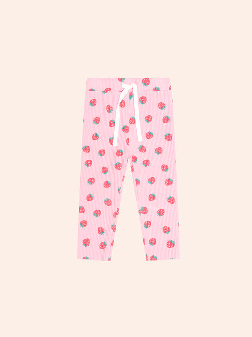 Huxbaby - Strawberry Print Rib Legging | Strawberry Print