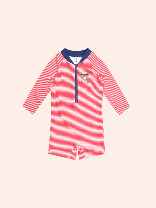 Huxbaby - Red Stripe Hux Rashsuit | Red /Almond Milk Stripe