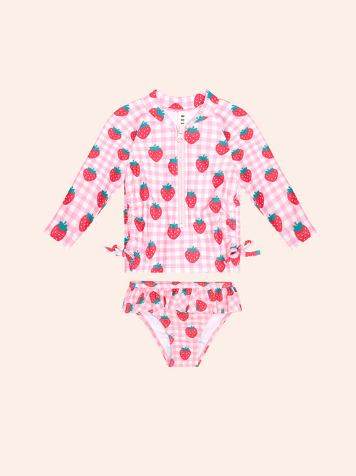 Huxbaby - Strawberry Check 2Pc Swim Set | Strawberry