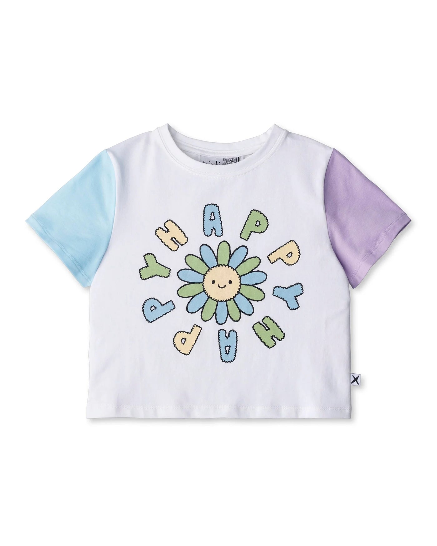 Minti - Happy Happy Cropped Tee | White/Multi - PREORDER