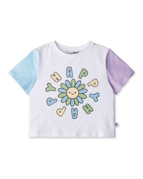 Minti - Happy Happy Cropped Tee | White/Multi - PREORDER