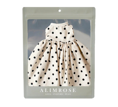 Alimrose - Large Doll Dress (40-45cm) | Black Linen Spot Doll Accessories Alimrose 