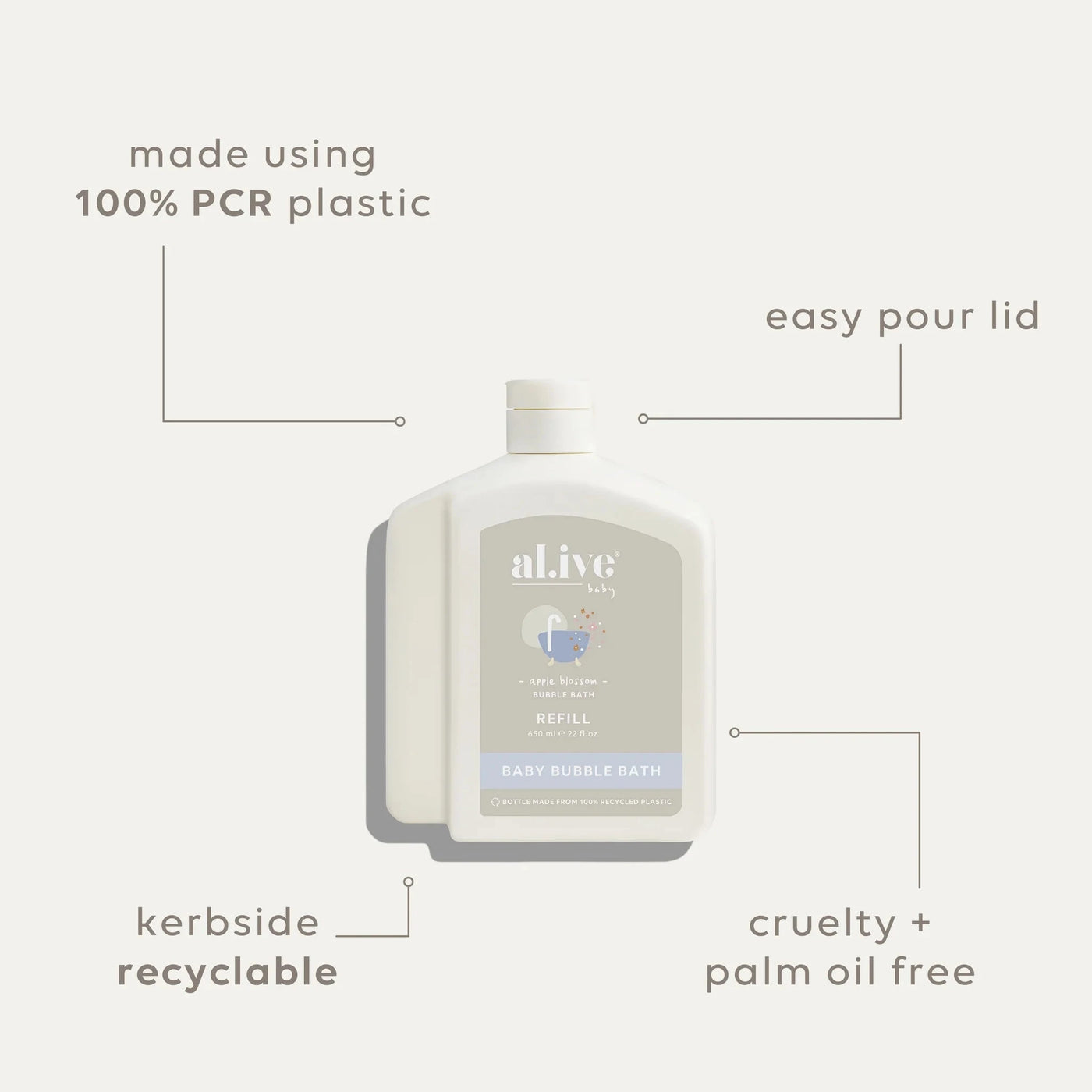 Al.ive Body - 650ML Bubble Bath Refill | Apple Blossom Skin Care Al.ive Body Baby 