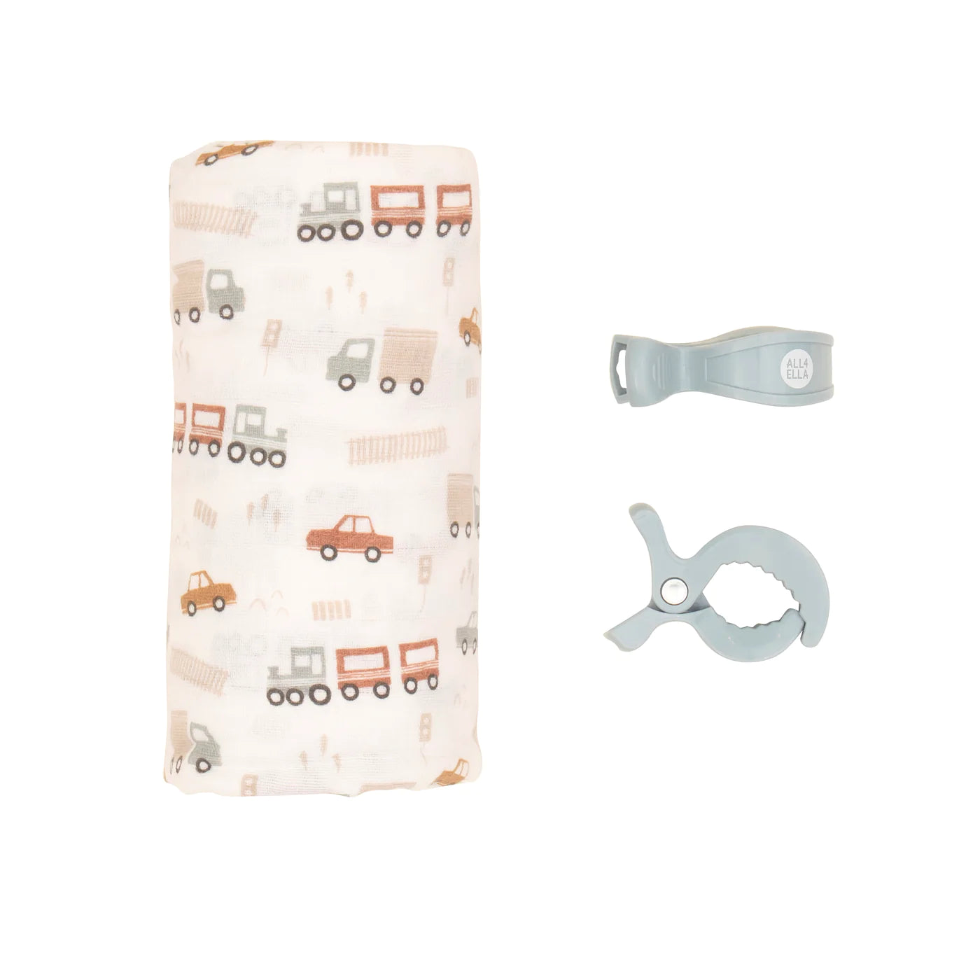 All 4 Ella Muslin & 2 Pram Peg Box Set - Trucks Pram Accessories All 4 Ella 