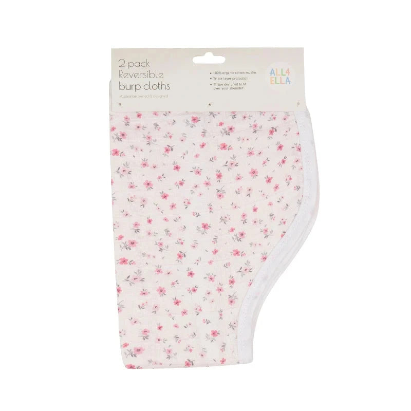 All 4 Ella - Organic Burp Cloth 2pk | Pink Petals Burp Cloth All 4 Ella 