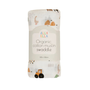 All 4 Ella - Organic Cotton Muslin Swaddle - Country Farm