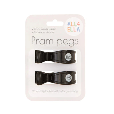 All 4 Ella - Pram Pegs 2pk | Black Pram Accessories All 4 Ella 