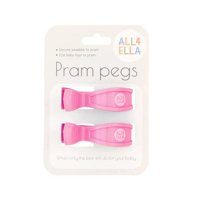 All 4 Ella - Pram Pegs 2pk | Pastel Pink Pram Accessories All 4 Ella 