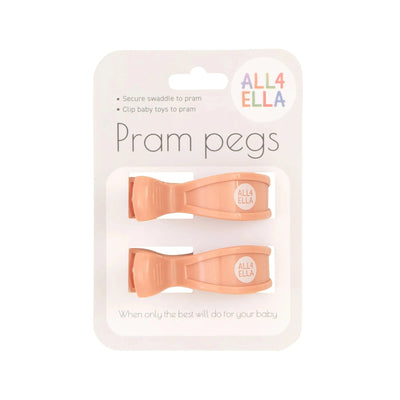All 4 Ella - Pram Pegs 2pk | Peach Pram Accessories All 4 Ella 