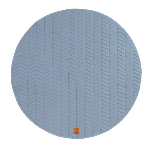 All 4 Ella Quilted Reversible Linen Playmat - Slate Blue