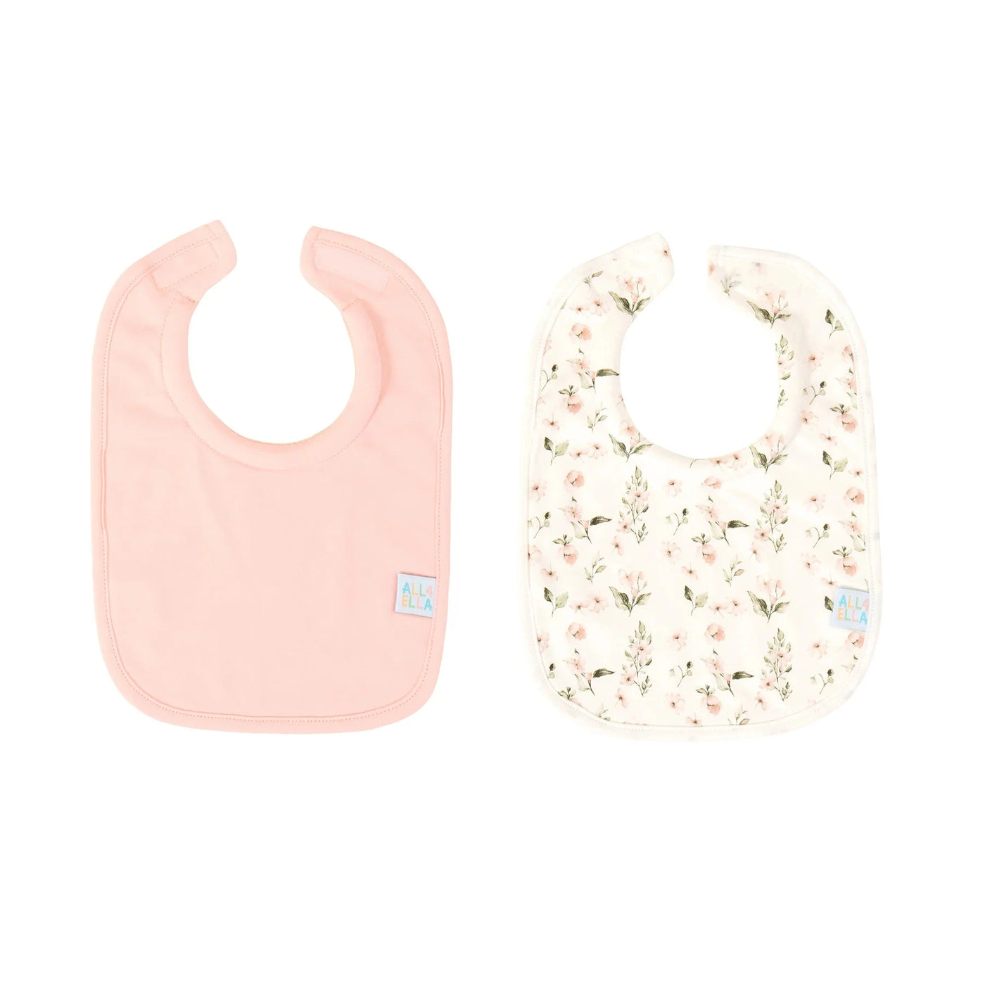 All 4 Ella - Roll Neck Bib 2pk | Pink Flower Bib All 4 Ella 