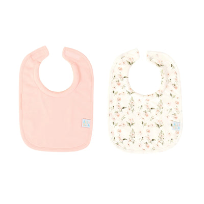All 4 Ella - Roll Neck Bib 2pk | Pink Flower Bib All 4 Ella 