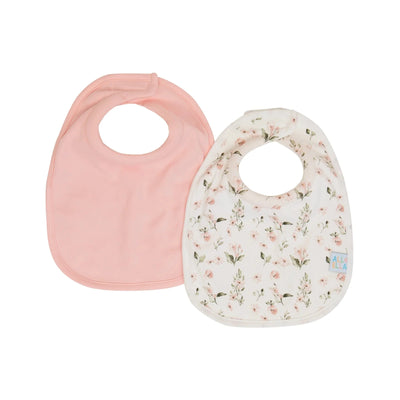 All 4 Ella - Roll Neck Bib 2pk | Pink Flower Bib All 4 Ella 