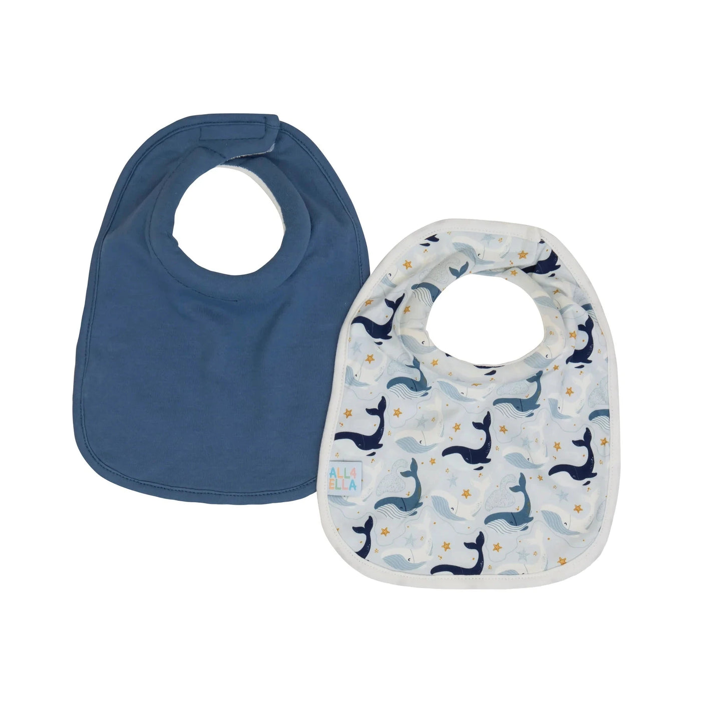 All 4 Ella - Roll Neck Bib 2pk | Whales Bib All 4 Ella 